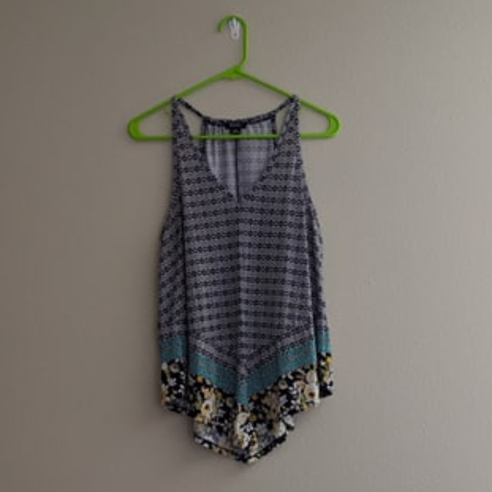 Rhapsody Black White Blue and Floral Blouse